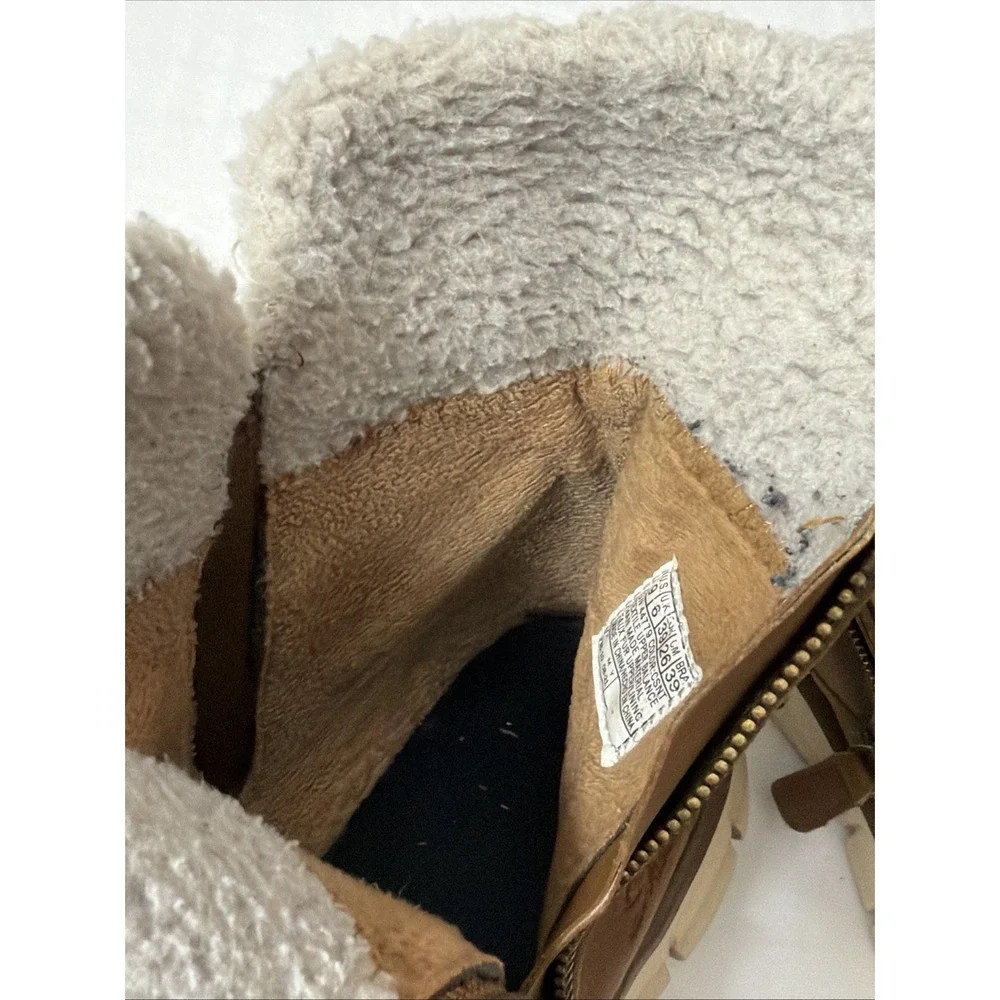 Skechers Winter Snow Boots Womens 9 Synergy‎ Collab Brown Zip Faux Fur 44779 Fit